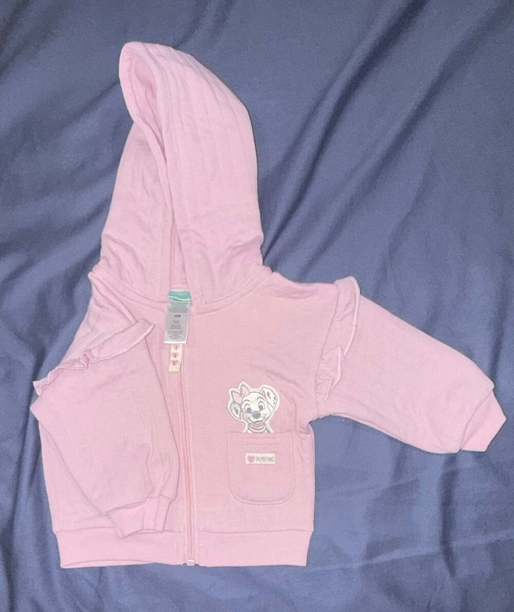 Disney Baby 101 Dalmatians Zip-Up Hoodie Size 3/6M Pink